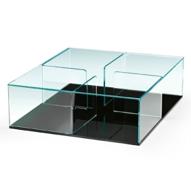 Quadra - Trasparent coffee table black base