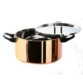 Casserole cm 24 with two handles in 18/10 stainless steel and copper