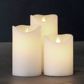 set 3 candele elettroniche in cera ricaricabili