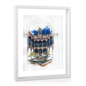 Palazzo Tursi interior garden - framed lithography