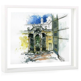 Garden of Palazzo Lomellino - framed lithography