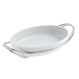 Oval porcelan tray with handles