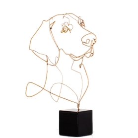 Dog Profile brass wire sculpture