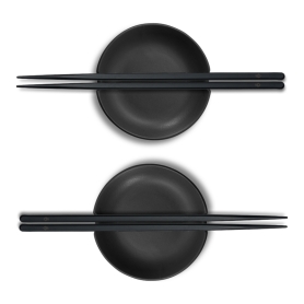 set of 2 couples of chopsticks including 2 soia saucers