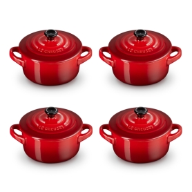 4 mini cocotte cm 10 in gres Rosso