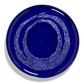 Cake platter Feast lapis lazuli swirl-dots white cm 35