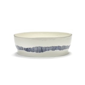 Salad bowl Feast white swirl-stripes blue cm 28