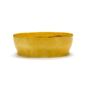 Salad bowl Feast white sunny yellow swirl-stripes red cm 28 cm 28