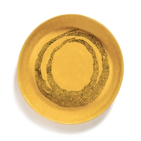 Deep serving platter Feast sunny yellow swirl-dots cm 30