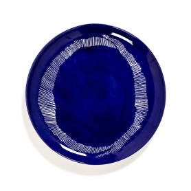 Dinner plate Feast lapis lazuli swirl-stripes white cm 26,5