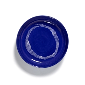 Deep plate Feast lapis lazuli swirl-stripes white cm 22