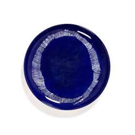 Dessert plate Feast lapis lazuli swirl-stripes white cm 22,5