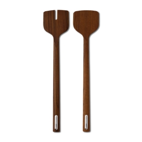 Carbonized ash wood salad servers