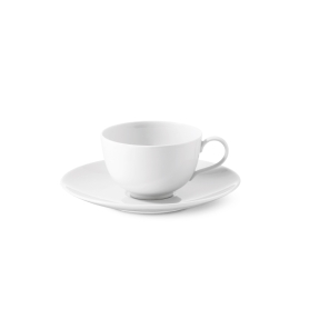 set of 2 low coffee cups with saucers