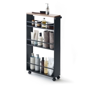 Black Rolling Slim Storage Cart With Handle