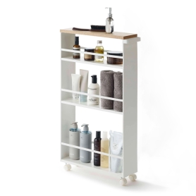 white Rolling Slim Storage Cart With Handle
