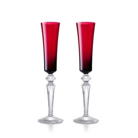 2 champagne flutes red