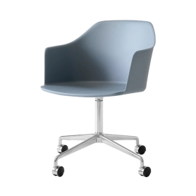 Light blue wheeled desk chair with chrome base HW48