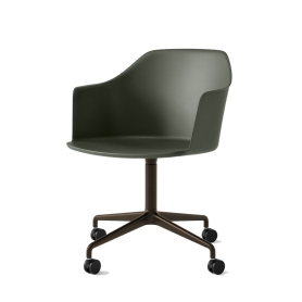 Green wheeled desk chair with bronze base HW48
