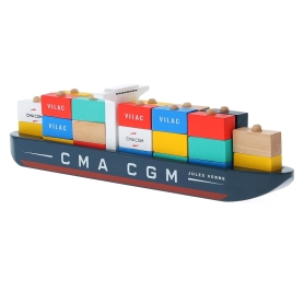 Jules Verne container ship wooden model