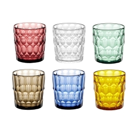 Set of 6 polycarbonate glasses in assorted colors
