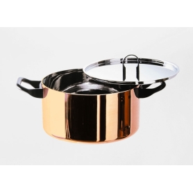 round copper casserole cm 20 with cover