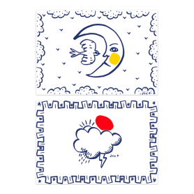set of 2 placemat lune + nuage cm 38x54