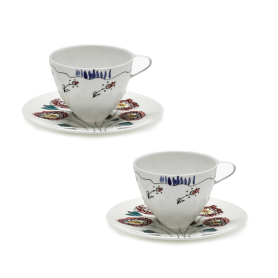 Coffe cup high with saucer Anemone Milk set of 2