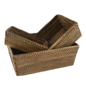 set of 3 rattan baskets