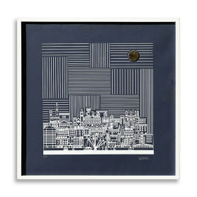 silkscreen The Lines of Genoa with frame