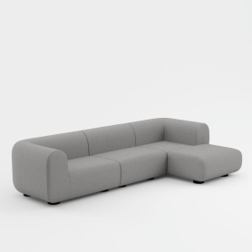 Plump Left Arm & Right Facing Chaise Longue Sofa Mid Grey (Kvadrat Hallingdal 65 col. 0130)