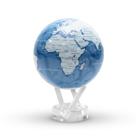light blue & white desk globe on plexiglass frame warm grey D 15,2 cm