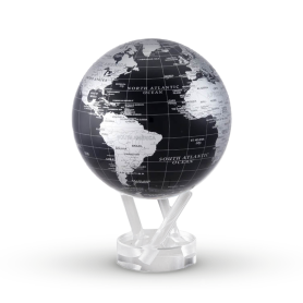 black & silver desk globe on plexiglass frame warm grey D 15,2 cm