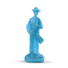 Tamburino statuetta in cera azzurro