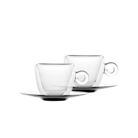 6 espresso thermic cups with saucers