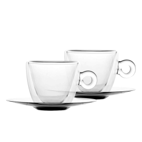 coppia tazze te/colazione in vetro doppia parete